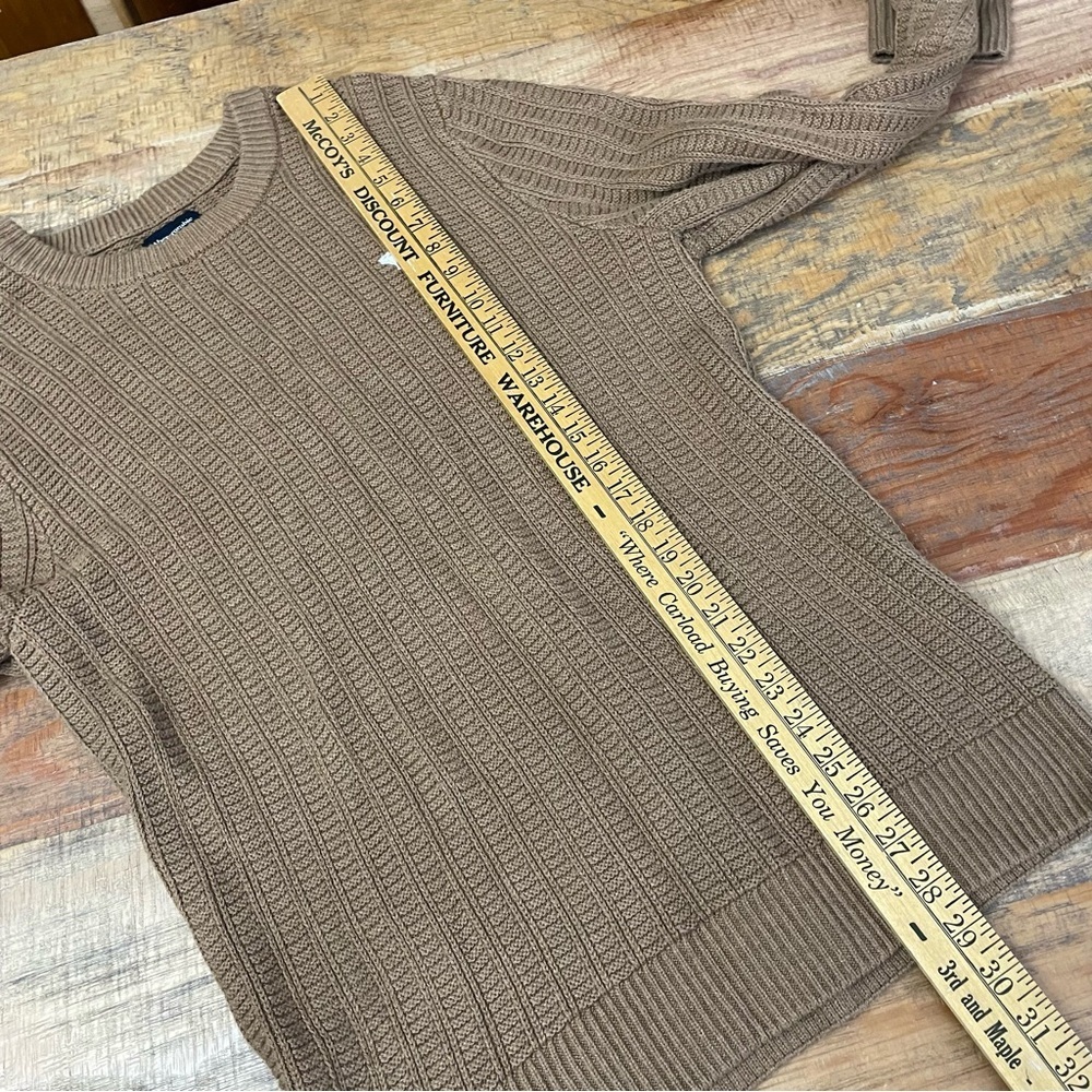 Abercrombie & Fitch men’s size Large cable knot Sweater lightweight tan neutral - Picture 7 of 9